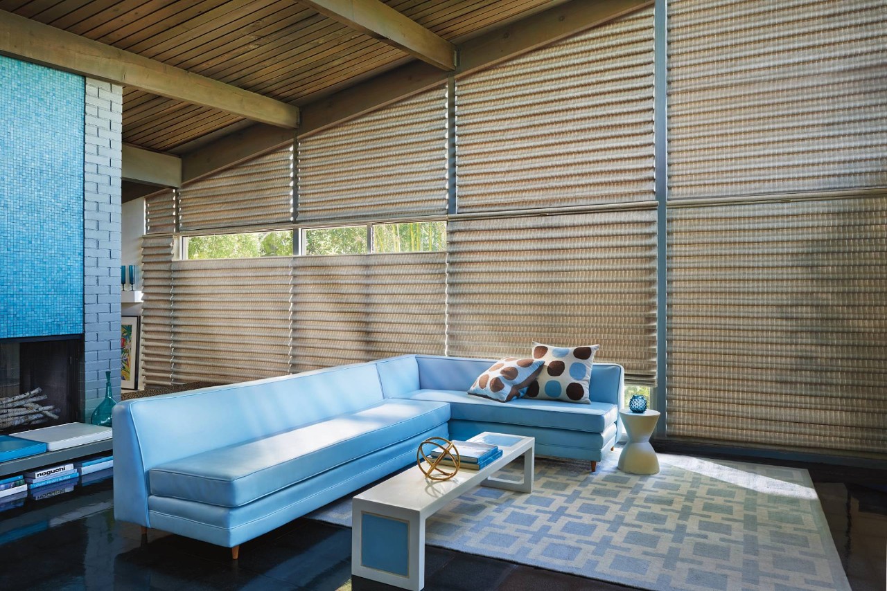 Hunter Douglas Vignette® Roman Shades in a living room near North Fort Myers, FL