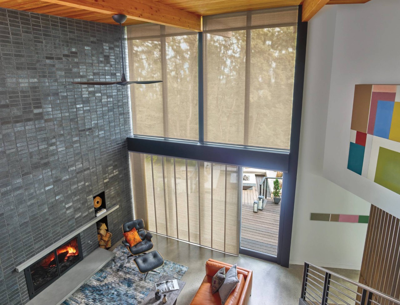 Hunter Douglas Skyline® Panel-Track Blinds covering a sliding door near North Fort Myers, FL.