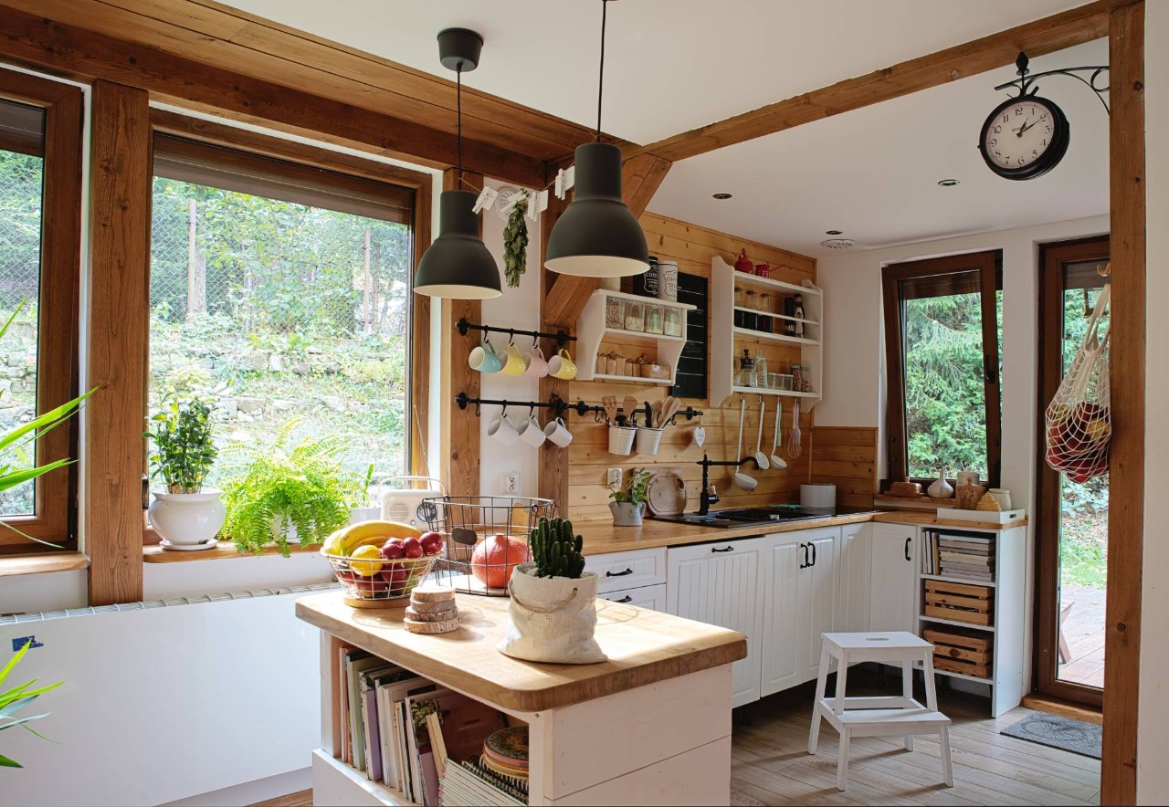 Rustic interior kitchen featuring wood grain furniture near North Fort Myers, FL