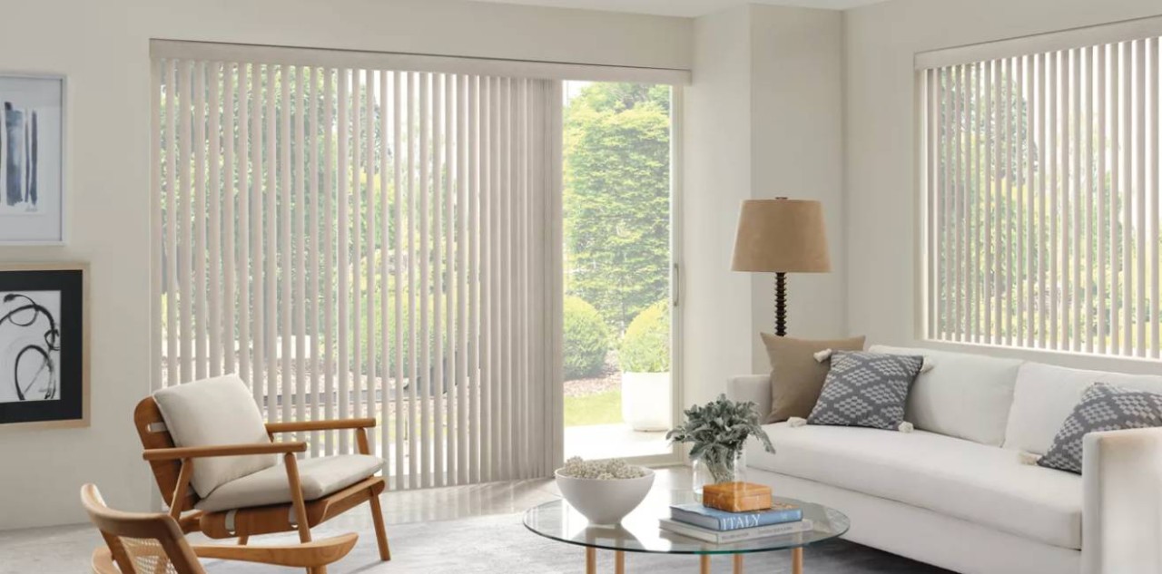 Vertical blinds in a living room near New Holland, PA