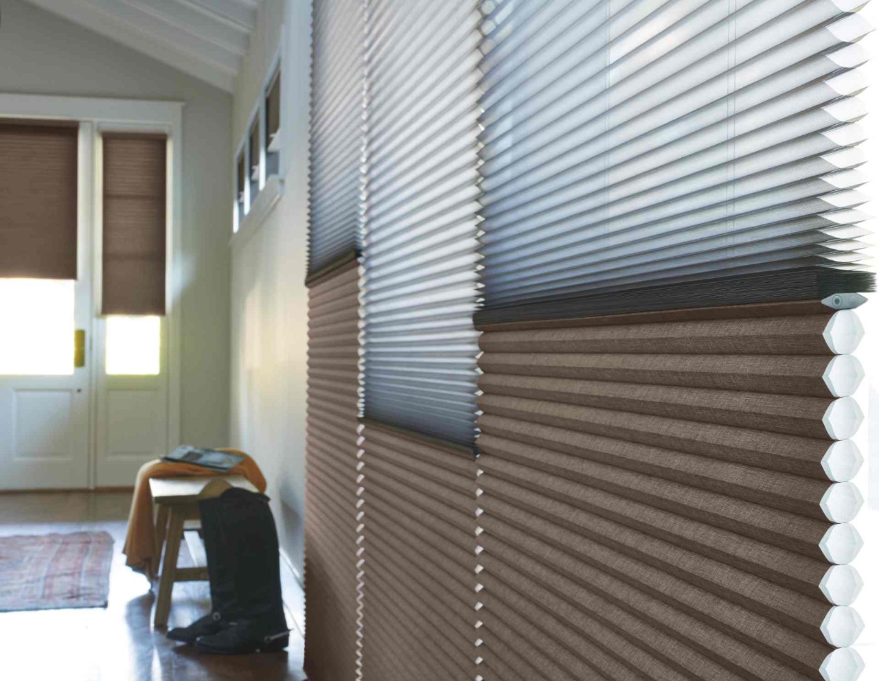 Duette® Cellular Shades covering sidelight windows at Visual Creations near Fort Myers, FL